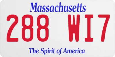 MA license plate 288WI7