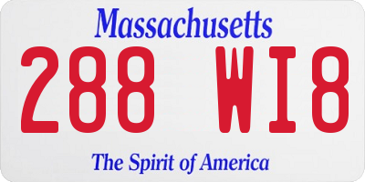 MA license plate 288WI8
