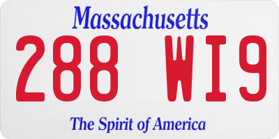 MA license plate 288WI9