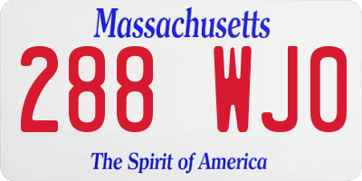 MA license plate 288WJ0