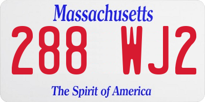 MA license plate 288WJ2