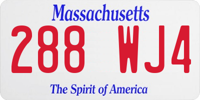 MA license plate 288WJ4