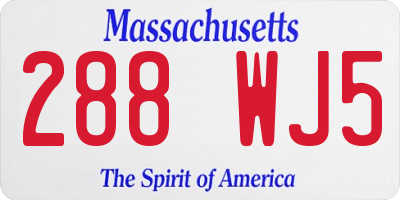 MA license plate 288WJ5