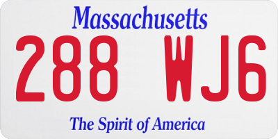 MA license plate 288WJ6