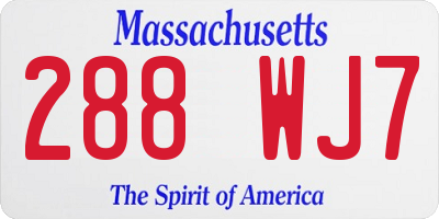 MA license plate 288WJ7