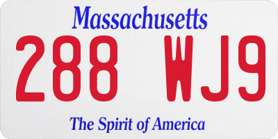 MA license plate 288WJ9