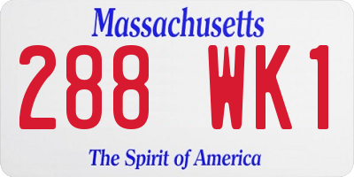 MA license plate 288WK1