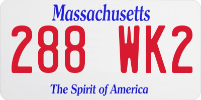 MA license plate 288WK2