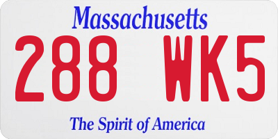 MA license plate 288WK5