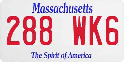 MA license plate 288WK6
