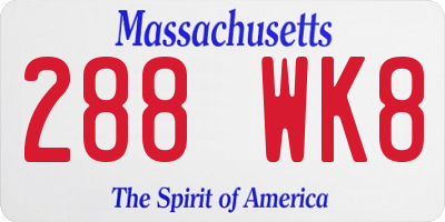 MA license plate 288WK8