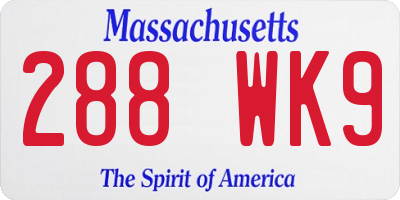 MA license plate 288WK9