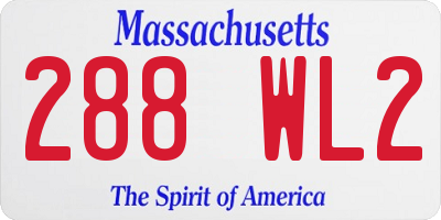 MA license plate 288WL2