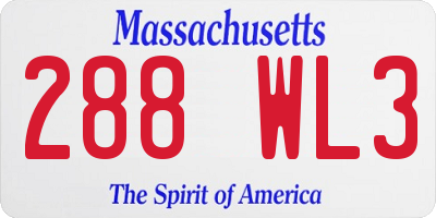 MA license plate 288WL3