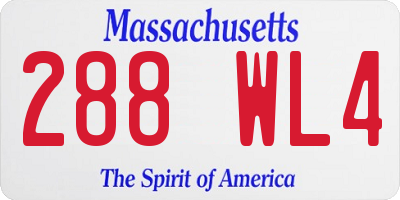 MA license plate 288WL4