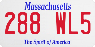 MA license plate 288WL5