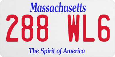 MA license plate 288WL6