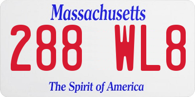MA license plate 288WL8
