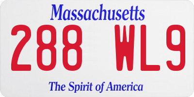 MA license plate 288WL9