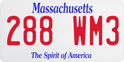 MA license plate 288WM3