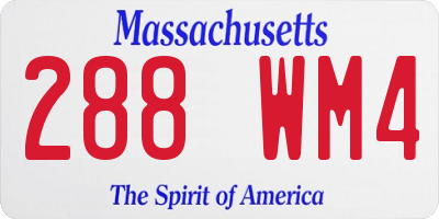MA license plate 288WM4