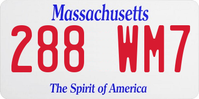 MA license plate 288WM7