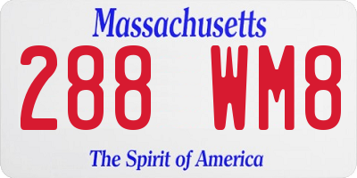MA license plate 288WM8