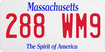 MA license plate 288WM9