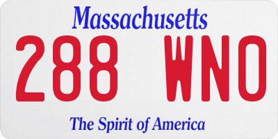 MA license plate 288WN0