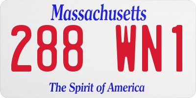 MA license plate 288WN1