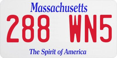 MA license plate 288WN5