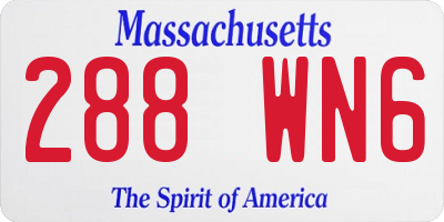 MA license plate 288WN6