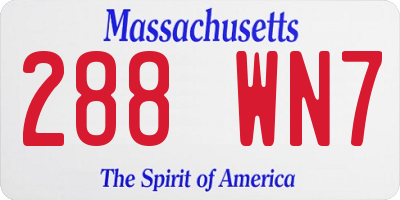 MA license plate 288WN7