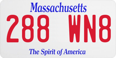 MA license plate 288WN8