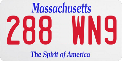 MA license plate 288WN9