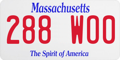 MA license plate 288WO0
