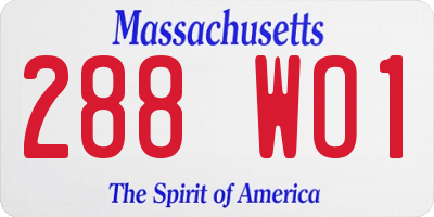 MA license plate 288WO1