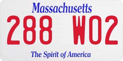 MA license plate 288WO2