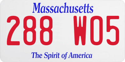 MA license plate 288WO5