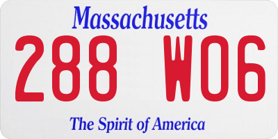 MA license plate 288WO6