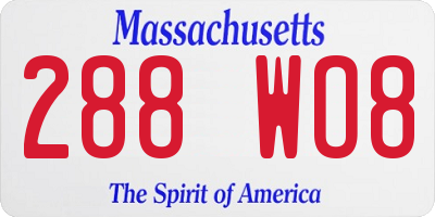 MA license plate 288WO8