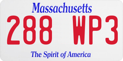 MA license plate 288WP3