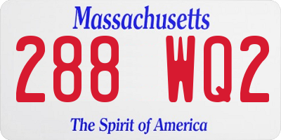 MA license plate 288WQ2