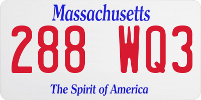MA license plate 288WQ3