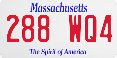 MA license plate 288WQ4