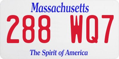 MA license plate 288WQ7