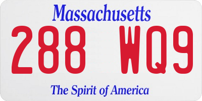 MA license plate 288WQ9