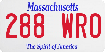 MA license plate 288WR0