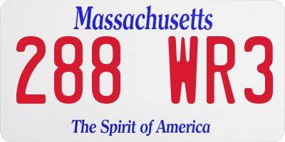 MA license plate 288WR3