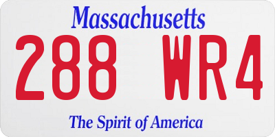 MA license plate 288WR4